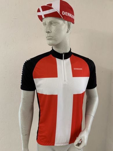 Dannebrog cykeltrøje - Jersey - Rød hvid sort